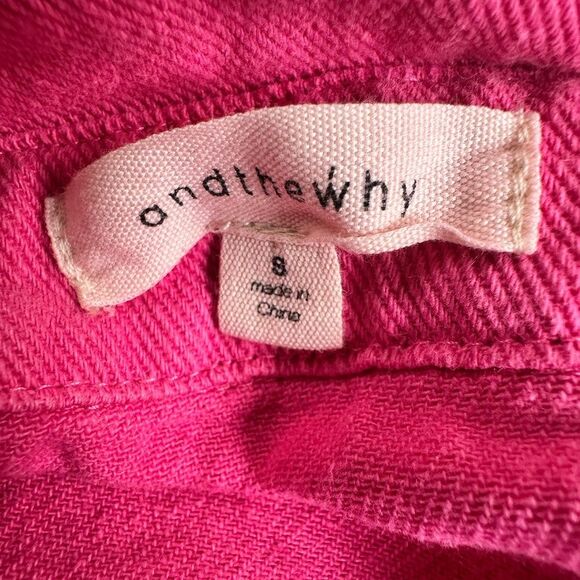 EUC And The Why Pink Tweed Raw Hem Drop Shoulder Denim Shacket Jacket - Size 8 - Picture 4 of 10